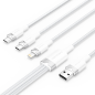 Câble Vention USB-A 2.0 vers USB-C, Lightning, Micro-B 3A - 1,5 m - Tressé - Blanc