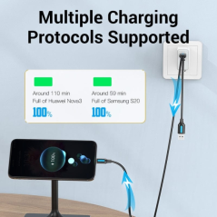 Câble Vention USB-C vers 2xUSB-A 2.0 3A - 1 m - Noir