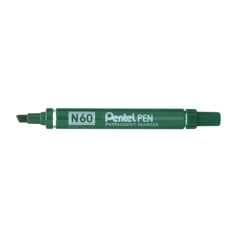 Lot de 12 marqueurs permanents Pentel N60 vert pointe biseautée