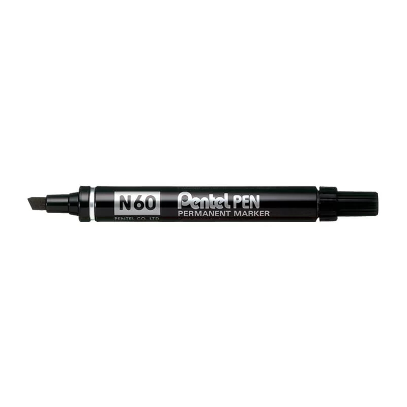 Lot de 12 marqueurs permanents Pentel N60 noir pointe biseautée Lot de 12 marqueurs permanents Pentel N60 noir pointe biseautée