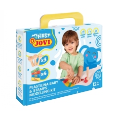 Kit de modelage en pâte à modeler Jovi My First avec 4 tablettes de pâte à modeler de 38 g + 3 tampons en bois - Super doux
