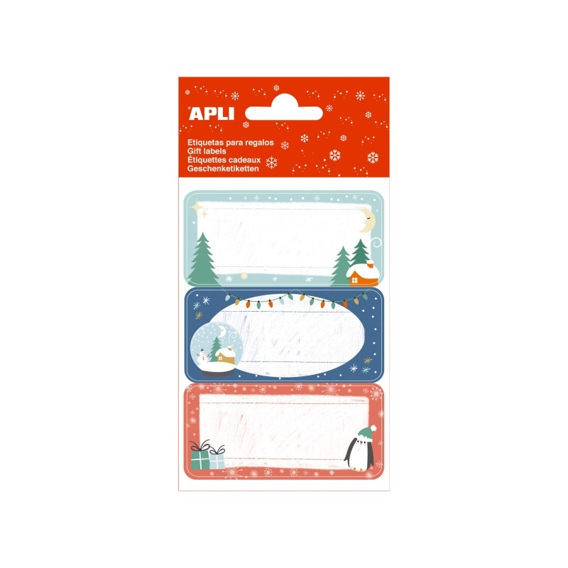 Apli Pack de 27 étiquettes adhésives de Noël pour cadeaux - Motifs assortis - Espace pour écrire