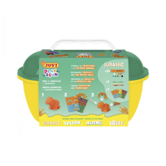 Coffre Jurassique Jovi Play & Fun avec 24 barres de pâte à modeler de 15 g + modeleurs + découpes - Sans gluten - Base végétale