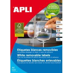 Pack de 6 500 étiquettes rectangulaires Apli 38 x 21,2 mm - 100 feuilles de 65 étiquettes - Adhésif amovible - Bords droits