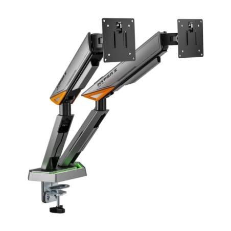 Support de table pivotant et inclinable à contrepoids pour moniteur/téléviseur Aisens RGB Gaming 16 kg - 3 pivots - 2 bras