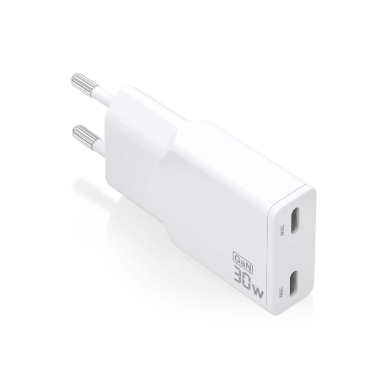 Chargeur GaN ultra fin Aisens 30 W - 2 x USB-C PD3.0 QC4.0 - Blanc