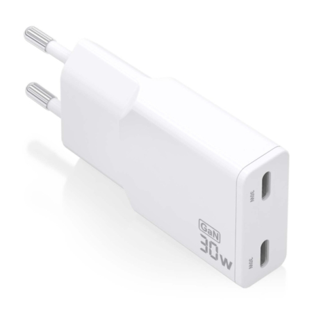Chargeur GaN ultra fin Aisens 30 W - 2 x USB-C PD3.0 QC4.0 - Blanc