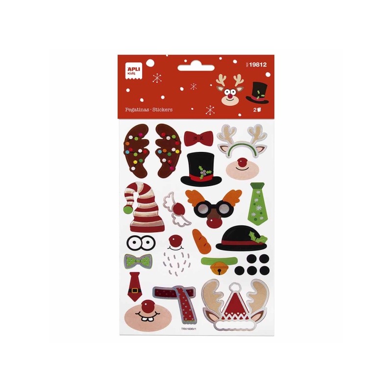 Apli Bag avec 35 Autocollants de Noël Modèle de Construction de Noël - Adhésif Permanent - Motifs de Noël