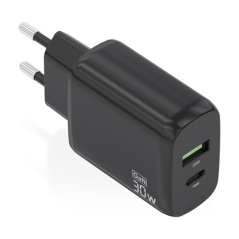 Chargeur Aisens GaN 30W - 1xUSB-C PD3.0 QC4.0 - 1xUSB-A QC3.0 - Noir, 