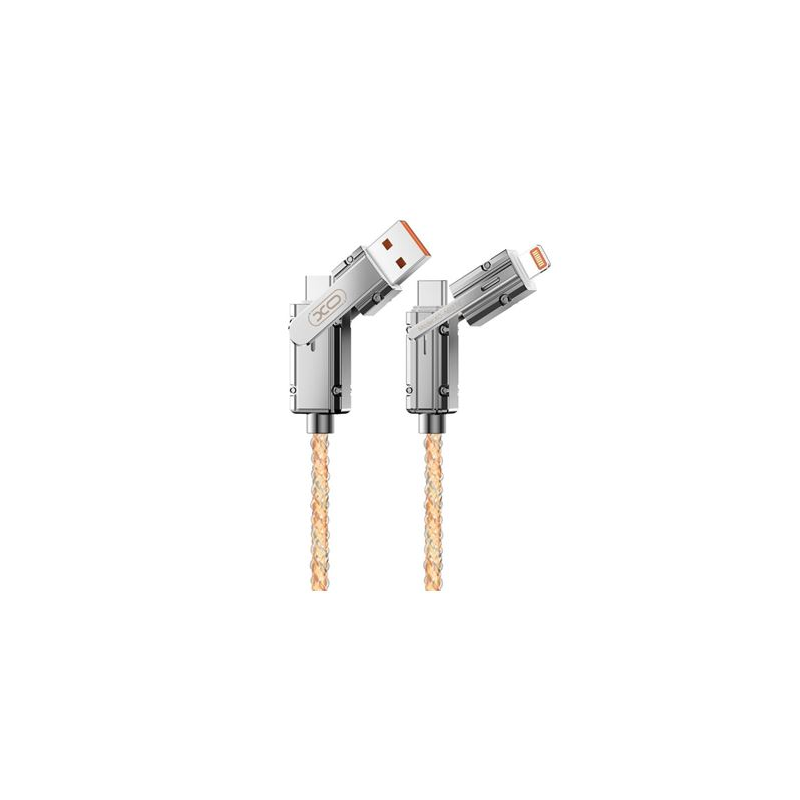 Câble USB multifonction 4 en 1 XO NB276 - 60 W - 1 mètre - RGB - Couleur argent