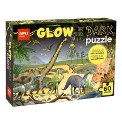 ✅ Apli Puzzle Fluorescent de 60 Pièces 6x6cm - Thème Dinosaures - Effet Fluorescent qui Révèle des Dessins C en stock