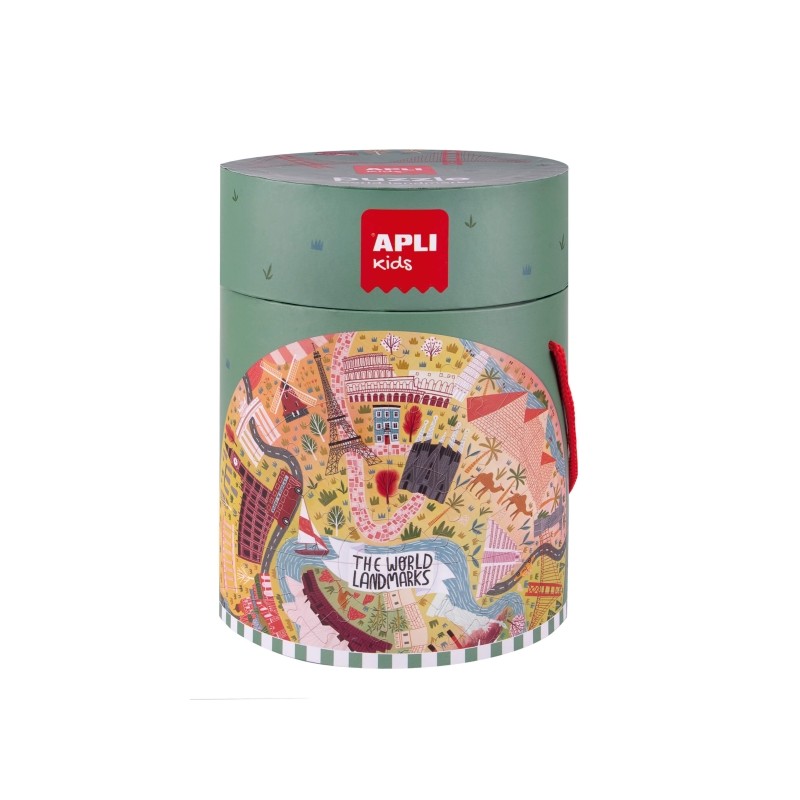 Apli Puzzle Circulaire Monuments de 48 pièces - Taille Ø50cm - Poster pour faciliter le montage - Recommandé pour les enfants à