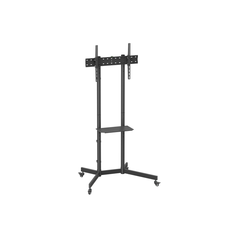 Support de sol Aisens ECO avec roulettes - Plateau DVD pour moniteur/téléviseur 45 kg de 37 à 70 - Noir