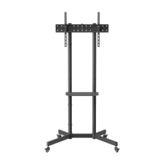 Support de sol Aisens ECO avec roulettes - Plateau DVD pour moniteur/téléviseur 45 kg de 37 à 70 - Noir