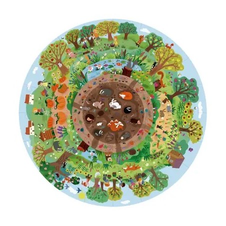 Apli Puzzle Circulaire de la Biosphère de 48 Pièces - Taille Ø50cm - Poster pour un Montage Facile - Recommandé pour les