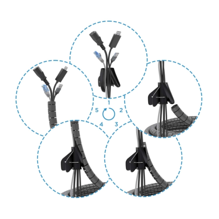 Organiseur de câbles spiralé Aisens 25 mm - 10 m - Noir