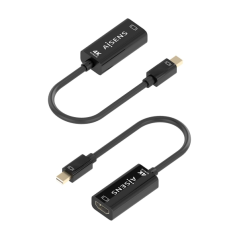 Convertisseur Aisens MINI DP vers HDMI 4K@60HZ - MINI DP/M-HDMI/H - 15cm - Noir