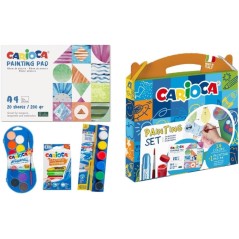 ✅ Carioca Kit de Peinture Pack avec 12 Aquarelles, 6 Temperas et 6 Temperas Solides + Bloc de 20 Feuilles A4 - C en stock