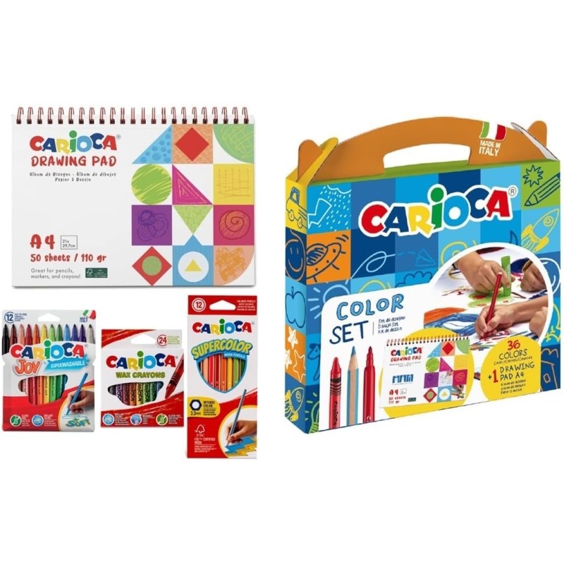 Carioca Color Set 12 crayons, 12 feutres, 12 couleurs + bloc A4