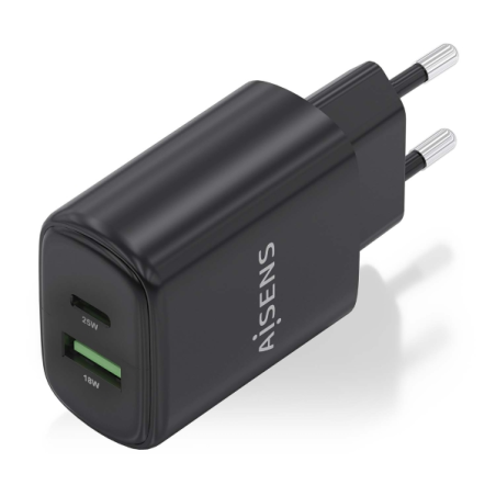 Chargeur Aisens 25W - 1xUSB-C PD3.0 - 1xUSB-A QC3.0 - Noir