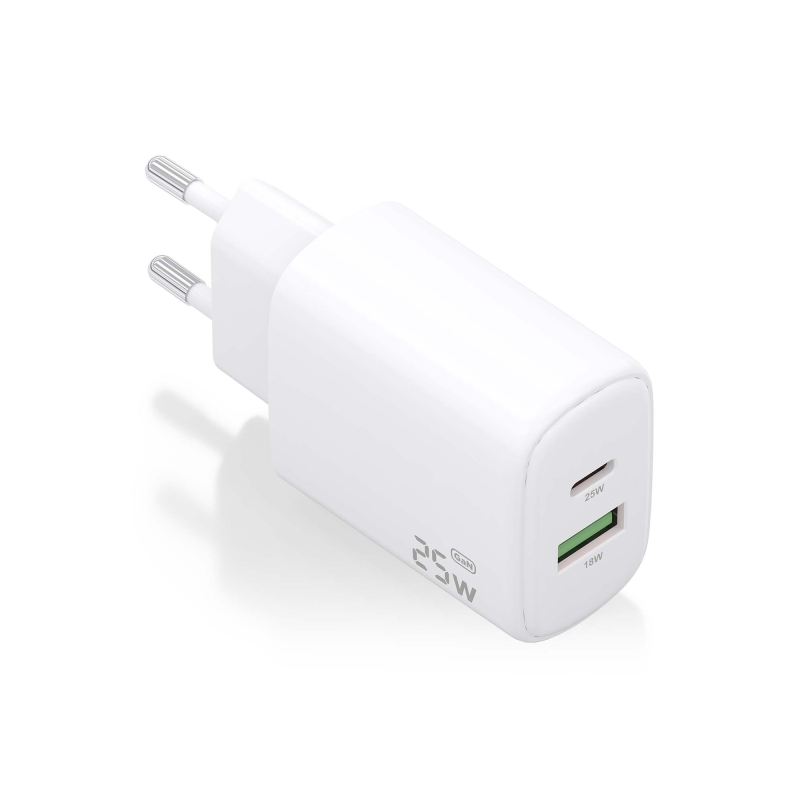 Chargeur Aisens 25W - 1xUSB-C PD3.0 - 1xUSB-A QC3.0 - Blanc