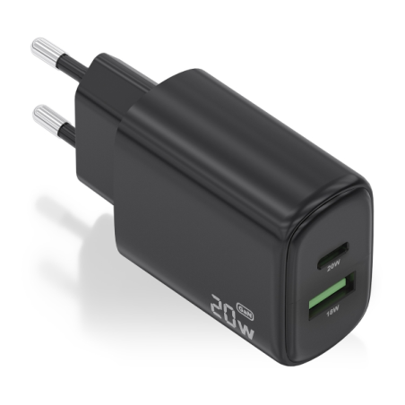 ✅ Chargeur Aisens GaN 20W - 1xUSB-C PD3.0 - 1xUSB-A QC3.0 - Noir couleur Noir en stock