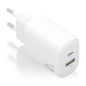 Chargeur Aisens GaN 20W - 1xUSB-C PD3.0 - 1xUSB-A QC3.0 - Blanc