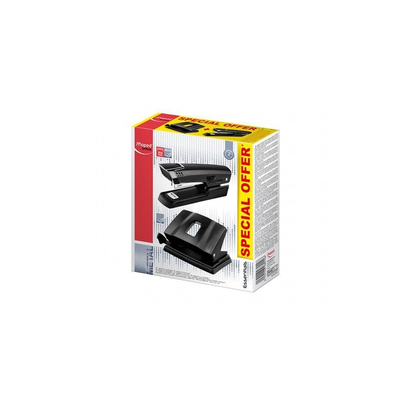 Maped Essentials Metal Pack d'agrafeuse en métal E3543 + perceuse à métal E4024 - Agrafe jusqu'à 25 feuilles à la fois - Prend