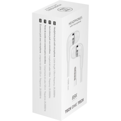 Casque TechOneTech BSK avec Microphone Intégré - Connexion Jack 3,5 mm - Assistant Vocal - Câble 1,20 m - Couleur Blanc