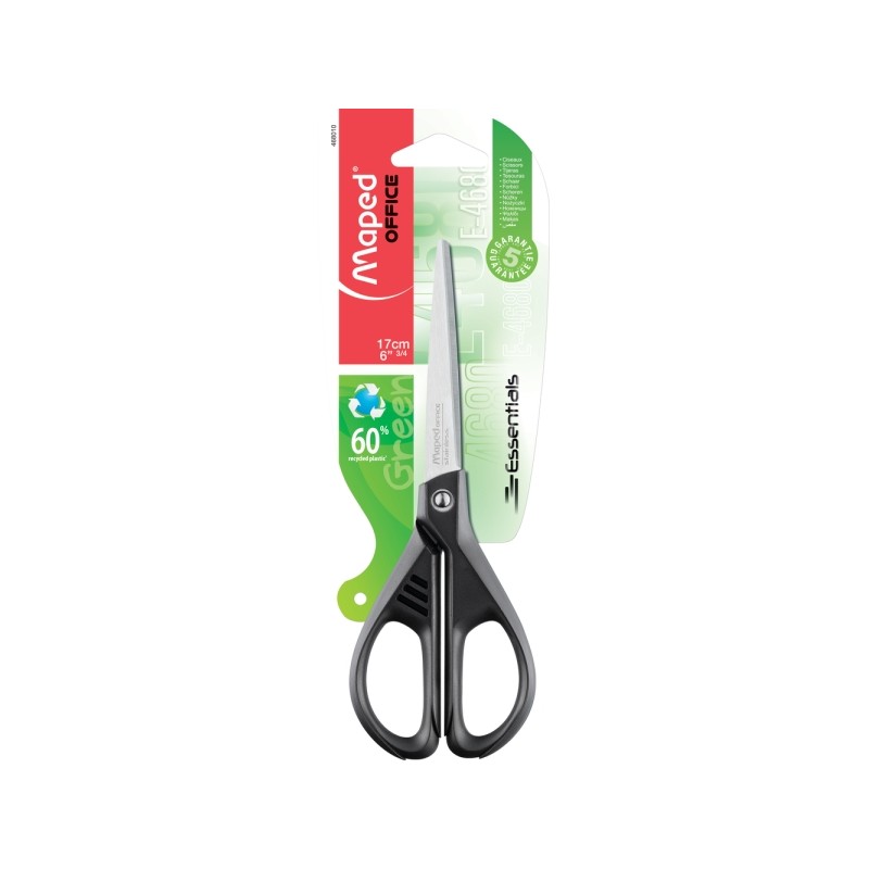 Ciseaux Maped Essentials 17 cm en acier inoxydable, poignées recyclées Ciseaux Maped Essentials 17 cm en acier inoxydable, poignées recyclées