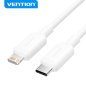 Câble Vention USB-C vers Lightning - Connecteur Nickelé - Puissance 27W - Courant Maximum 3A - Couleur Blanc