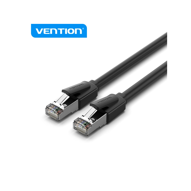 Câble Ethernet Vention Cat8 - Vitesse 40Gbps - Bande passante 2000MHz - Faible latence - Connecteurs Nickelés - Couleur Noir