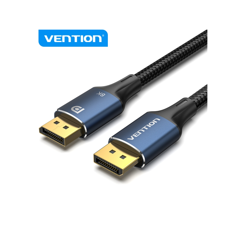 Câble Vention DisplayPort 1.4 8K Tressé - Résolution 8K@60Hz - 4K@144Hz - HDR - Compatible FreeSync/G-Sync - Couleur Bleu