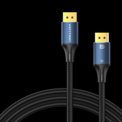 Câble Vention DisplayPort 1.4 8K Tressé - Résolution 8K@60Hz - 4K@144Hz - HDR - Compatible FreeSync/G-Sync - Couleur Bleu