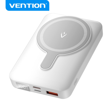 ✅ Vention Powerbank Magnétique Sans Fil 10000 mAh - Écran LED - Charge Rapide 22,5 W - USB-C/Lightning/USB-A - en stock