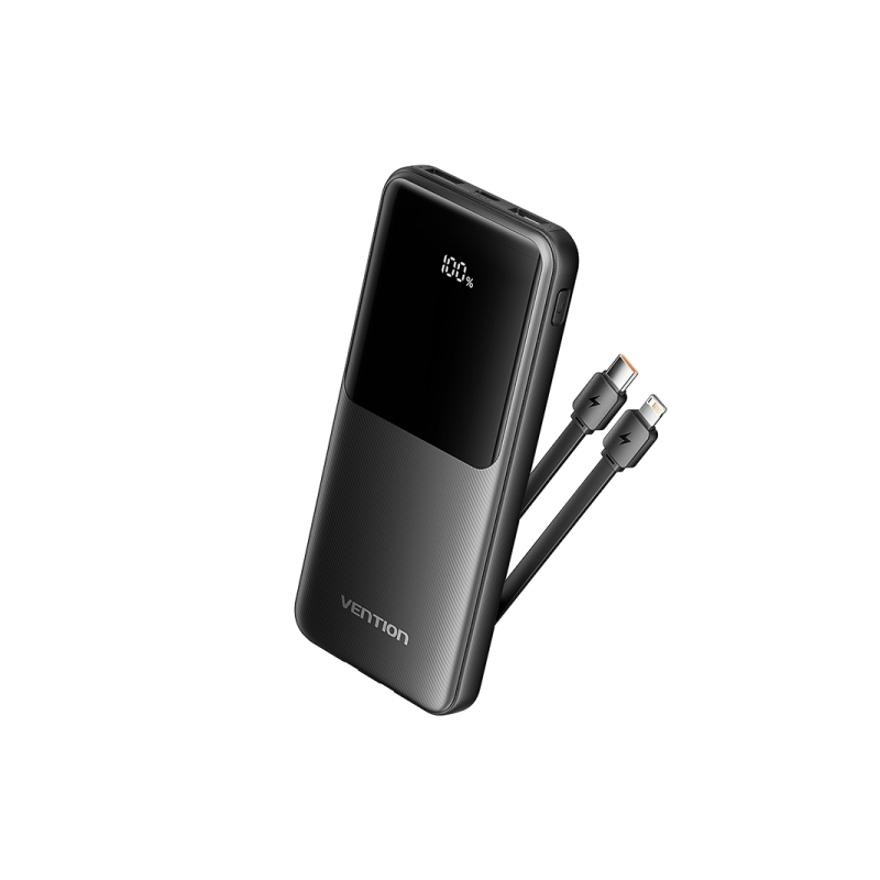 Vention Power Bank 10 000mAh - Plusieurs interfaces USB - Charge rapide - Sortie totale 3A - Couleur Noir