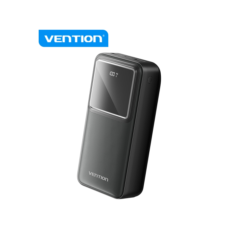 Vention Powerbank - 30000mAh - Charge Rapide 22.5W - USB-C/USB-A - Écran LED - Couleur Noir