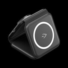 Vention FGG Tapis de chargement sans fil 3 en 1 avec MagSafe - Charge rapide 15 W - Veilleuse LED - Couleur noire