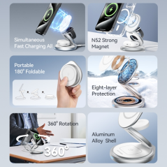 ✅ Support de chargeur sans fil Vention 3 en 1 avec MagSafe - Chargement rapide - Rotation 360° - Protection à en stock