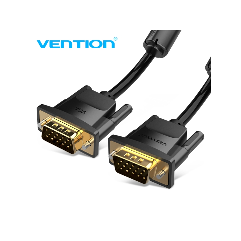 Câble VGA Vention (3+9) - Haute Définition 1080P - Blindage EMI - Connecteurs Plaqués Or - 10m - Couleur Noir