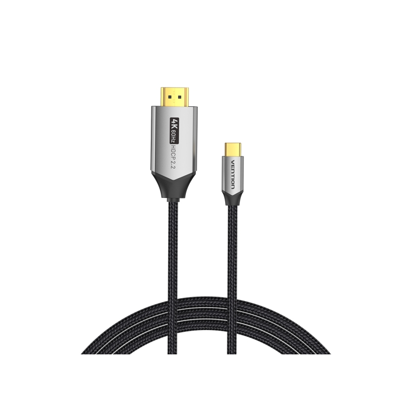Câble Vention USB-C vers HDMI 4K - Résolution 4K @ 60 Hz - Plug & Play - Connecteurs plaqués or - Couleur noire