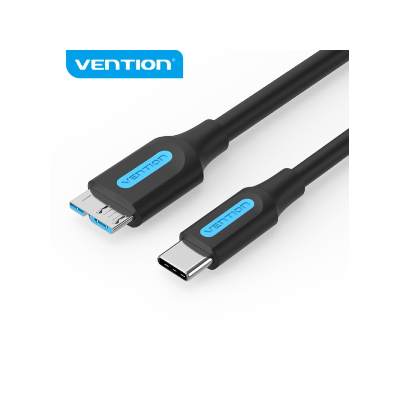 Vention Câble USB 3.0 C-Micro-B Transmission 5Gbps - Conducteur en Cuivre Étain - Boîtier PVC - Couleur Noir