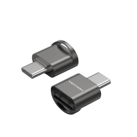 Lecteur de carte MicroSD Vention - Interface USB 2.0 - Type C - Procédé de galvanoplastie au nickel - Couleur noire