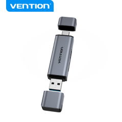 Lecteur de cartes Vention 2-en-1 USB 3.0 A+C - Aluminium métallisé - Prise en charge SD/TF - Capacité 512 Go - Double lecture