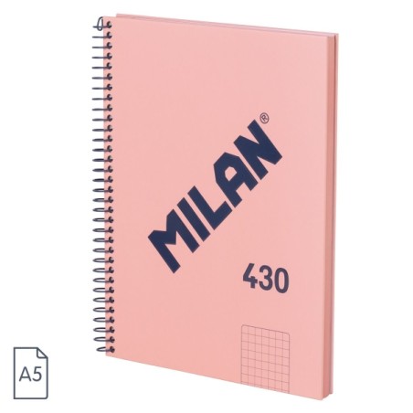 ✅ Cahier à Spirale Milan Serie 1918 Format A5 Grille 5x5mm - 80 Feuilles de 95 gr/m2 - Microperforé, 2 Trous - en stock