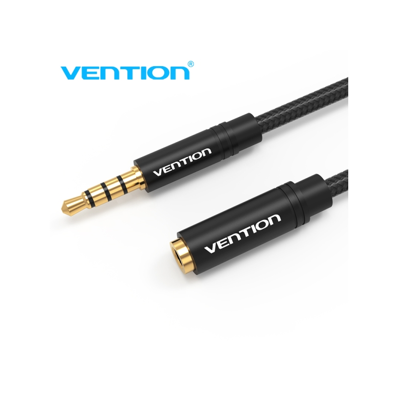 Câble d'extension audio Vention BHBBG - Stéréo - Contacts Plaqués Or - Diamètre 3,5 mm - Couleur Noir