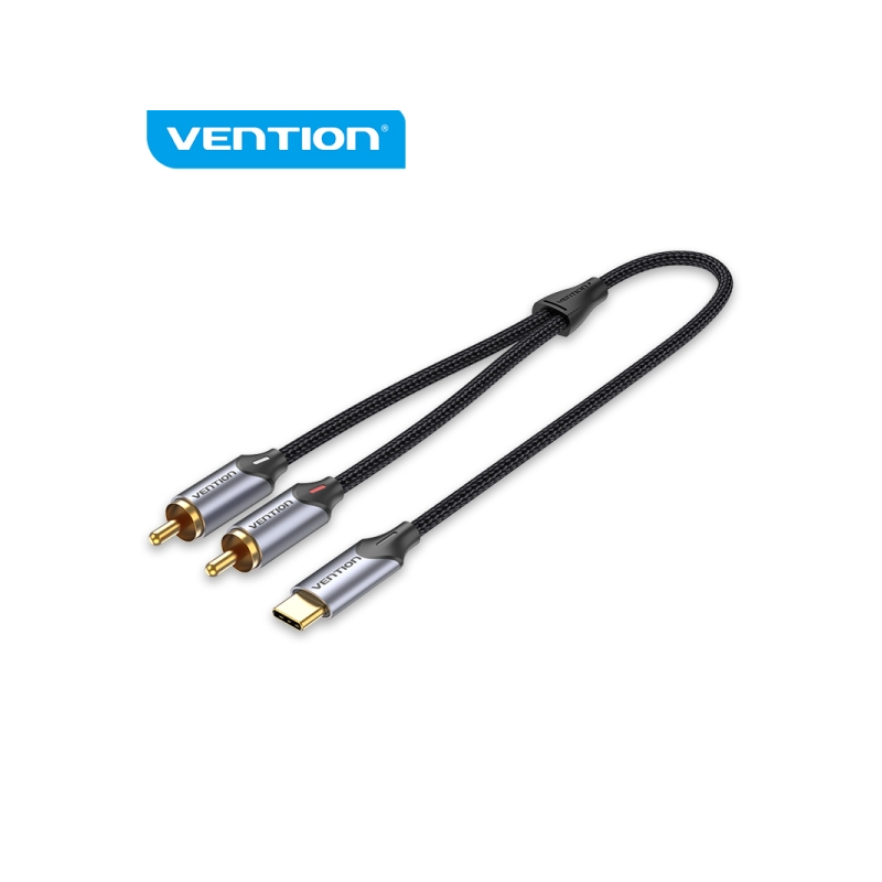 Câble Vention USB-C vers 2 RCA - Suppression du bruit haute fidélité - Blindage multiple - Puce audio haut de gamme - Couleur