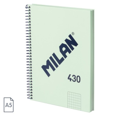 ✅ Cahier à Spirale Milan Serie 1918 Format A5 Grille 5x5mm - 80 Feuilles de 95 gr/m2 - Microperforé, 2 Trous - en stock