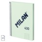 Cahier à Spirale Milan Serie 1918 Format A5 Grille 5x5mm - 80 Feuilles de 95 gr/m2 - Microperforé, 2 Trous - Coloris Vert