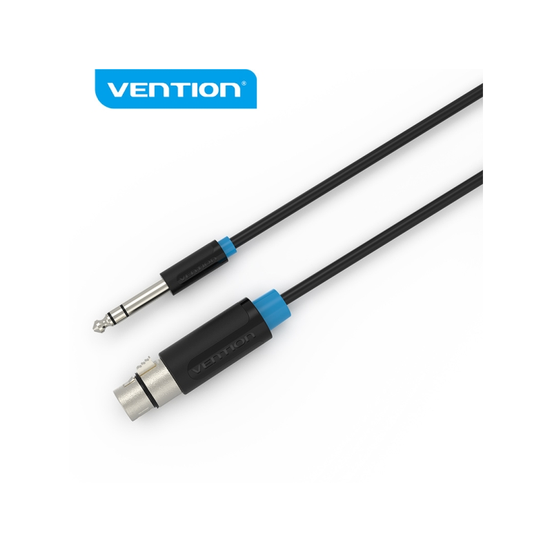 Câble Audio Vention - Jack 6,5 mm vers XLR - Connecteur Stéréo - Matériau PVC résistant - Haute Qualité Sonore - Couleur Noir